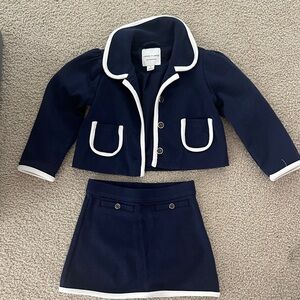 Janie and Jack Navy Blue and White Trim Two-Piece Set size 2t